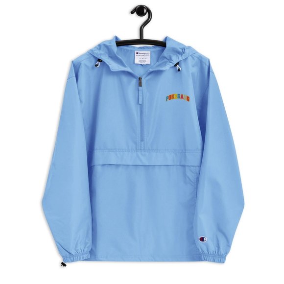 PokeGang x Champion Women Light Blue Half Zip Hooded Wind Rain Resistant Jacket - Picture 1 of 1